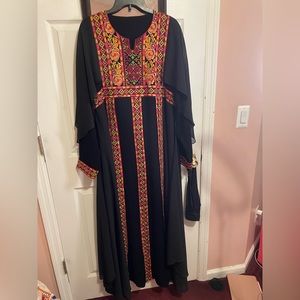 Palestinian thobe. Machine made. Colorful Tatreez